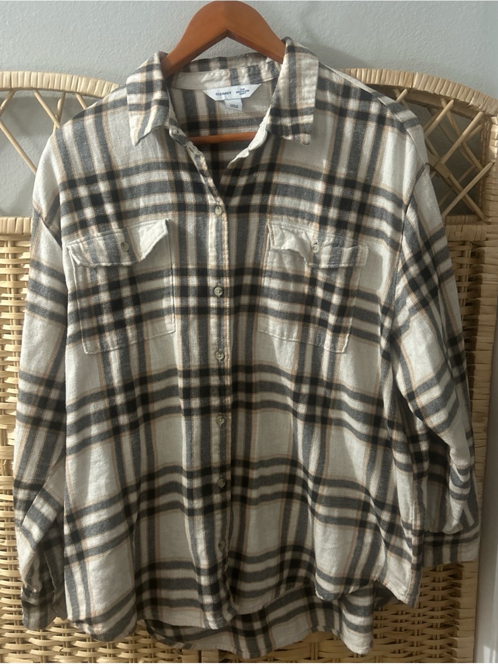 Old Navy Ladies Boyfriend  Embellished Flannel Shirt Size XL